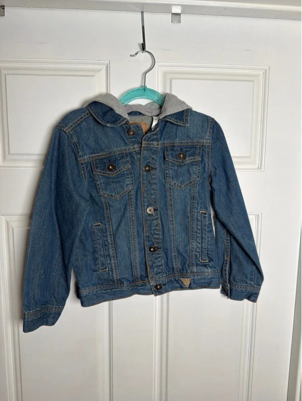 Boys Guess Denim Trucker Jean Jacket 7 Hooded